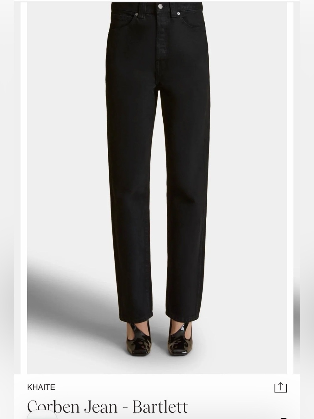 Khaite Corben Mid/High-Rise Straight Jeans in Black NWT